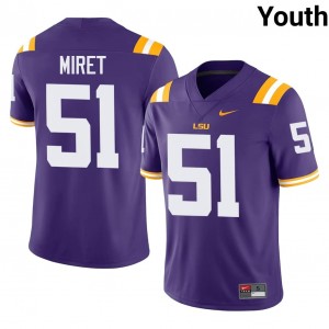 #51 Ryan Miret Fighting Tigers Purple Jersey | Elite Swen Youth Player Football Gear 23210452