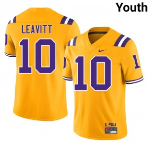 Gold Sam Leavitt #10 LSU Tigers Jersey | Youth High School Football Moisture Wicking Embroidery 91985595