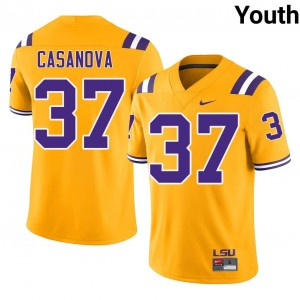 Gold Tommy Casanova #37 Fighting Tigers Jersey | Youth High School Football Fresh Embroidery 52754986