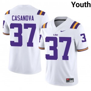 Officially Licensed Tommy Casanova #37 LSU White Jersey | Youth University Football Stitched Fan Gear 19237528