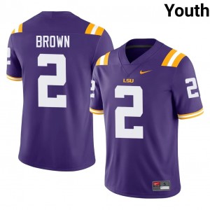 Louisiana State Tre' Brown #2 Purple Jersey | Genuine Stitch NCAA Football Youth Apparel 57344820