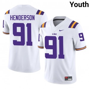 White Trenton Henderson #91 Geaux Tigers Jersey | Youth High School Football Limited Stitched 30912419