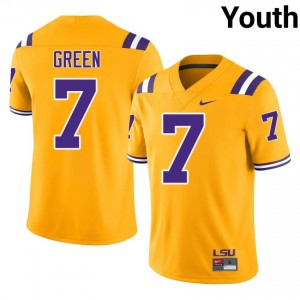 #7 Trey'Dez Green LSU Tigers Gold Jersey | Elite Embroidery Youth Player Football Gear 19949198