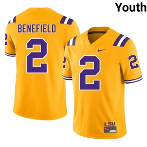 Ty Benefield #2 Fighting Tigers Jersey | Exclusive Gold College Football Youth Embroidery 91251021