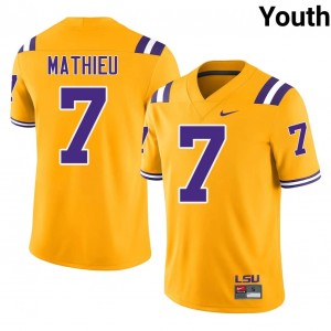 Durable Tyrann Mathieu #7 LSU Tigers Gold Jersey | Youth University Football Embroidery Fan Gear 77585882