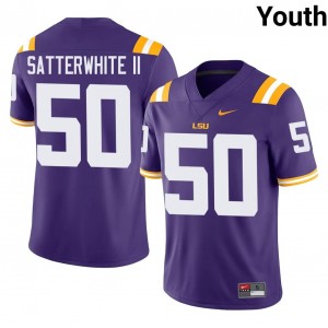 Purple William Satterwhite II #50 LSU Tigers Jersey | Youth High School Football Moisture Wicking Stitch 99364746
