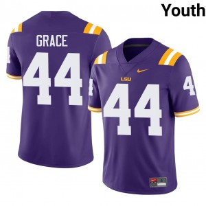 Zach Grace #44 LSU Jersey | Iconic Purple College Football Youth Stitch 80034790
