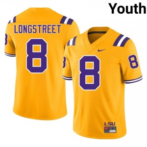 Gold Husan Longstreet #8 Louisiana State Jersey | Youth High School Football Moisture Wicking Embroidery 99861341
