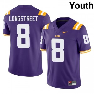 Husan Longstreet #8 LSU Jersey | Iconic Purple College Football Youth Stitch 10339585